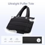 Large Black Quilted Puffer Tote Bag for Women