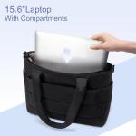 Large Black Quilted Puffer Tote Bag for Women