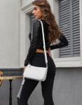 NIUEIMEE ZHOU White Croc Pattern Removable Strap Bag