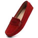 Osslue Red Suede Women's Penny Loafers Flats