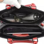 Luxury Black and Red Leather Tote Handbag