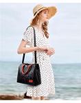 Luxury Black and Red Leather Tote Handbag