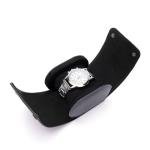Black Leather Travel Watch Case for Men & Women