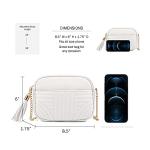 Chic White Quilted Crossbody Bag with Tassel