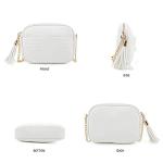 Chic White Quilted Crossbody Bag with Tassel