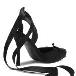 Elegant Black Satin Ballet Heels with Bow