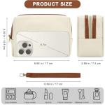 JINSI Beige Leather Makeup Travel Bag with Handle