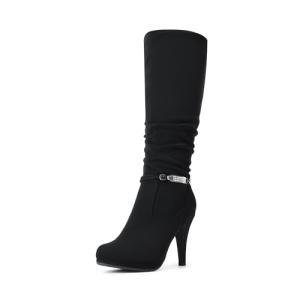 DREAM PAIRS Black Knee High Platform Heel Boots