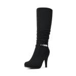 DREAM PAIRS Black Knee High Platform Heel Boots