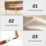 JINSI Beige Leather Makeup Travel Bag with Handle