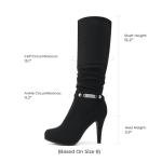 DREAM PAIRS Black Knee High Platform Heel Boots
