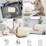JINSI Beige Leather Makeup Travel Bag with Handle
