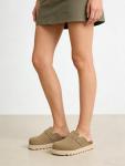 TEMOFON Women's Leather Platform Clogs in Taupe