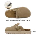 TEMOFON Women's Leather Platform Clogs in Taupe