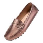 BEAUSEEN Women's Rose Gold Genuine Leather Loafers