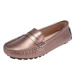 BEAUSEEN Women's Rose Gold Genuine Leather Loafers