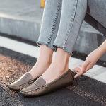 BEAUSEEN Women's Rose Gold Genuine Leather Loafers