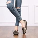 BEAUSEEN Women's Rose Gold Genuine Leather Loafers