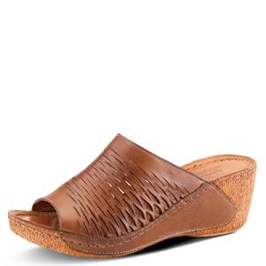 Cunacena Women's Leather Slip-On Wedge Sandals