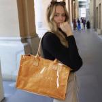 KALIDI Brown PVC Tote Bag for Women