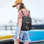 Trendy Black Leather Backpack Purse for Women