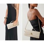 Joryin Seashell Beige Woven Evening Clutch Bag