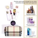 Chic Khaki Plaid Makeup Pouch Set for Travel