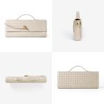 Joryin Seashell Beige Woven Evening Clutch Bag