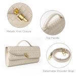 Joryin Seashell Beige Woven Evening Clutch Bag