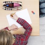 Chic Khaki Plaid Makeup Pouch Set for Travel