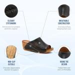 Cunacena Women's Leather Slip-On Wedge Sandals