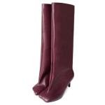 Burgundy Wide Calf Knee High Stiletto Boots