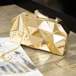 Gold Lattice Pattern Evening Clutch Handbag
