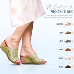 Cunacena Women's Leather Slip-On Wedge Sandals