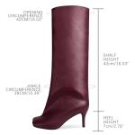 Burgundy Wide Calf Knee High Stiletto Boots