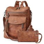 Shrrie Designer Leather Convertible Backpack Purse