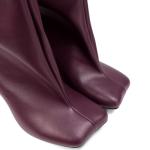Burgundy Wide Calf Knee High Stiletto Boots