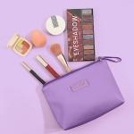 Purple PU Leather Travel Makeup Bag for Women