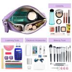 Purple PU Leather Travel Makeup Bag for Women