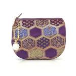 Purple Silk Brocade Coin Purse and Zipper Wallet