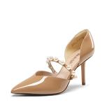 Elegant Nude Strappy D'Orsay Stiletto Heels