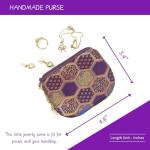 Purple Silk Brocade Coin Purse and Zipper Wallet