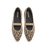 Leopard Print Knit Ballet Flats for Work