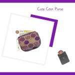 Purple Silk Brocade Coin Purse and Zipper Wallet