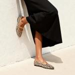 Leopard Print Knit Ballet Flats for Work