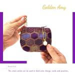 Purple Silk Brocade Coin Purse and Zipper Wallet