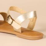 Gold Open Toe Ankle Strap Slingback Sandals