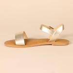 Gold Open Toe Ankle Strap Slingback Sandals