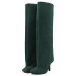 Knee High Green Suede Stiletto Boots for Women