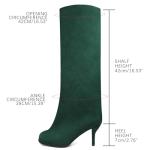 Knee High Green Suede Stiletto Boots for Women
